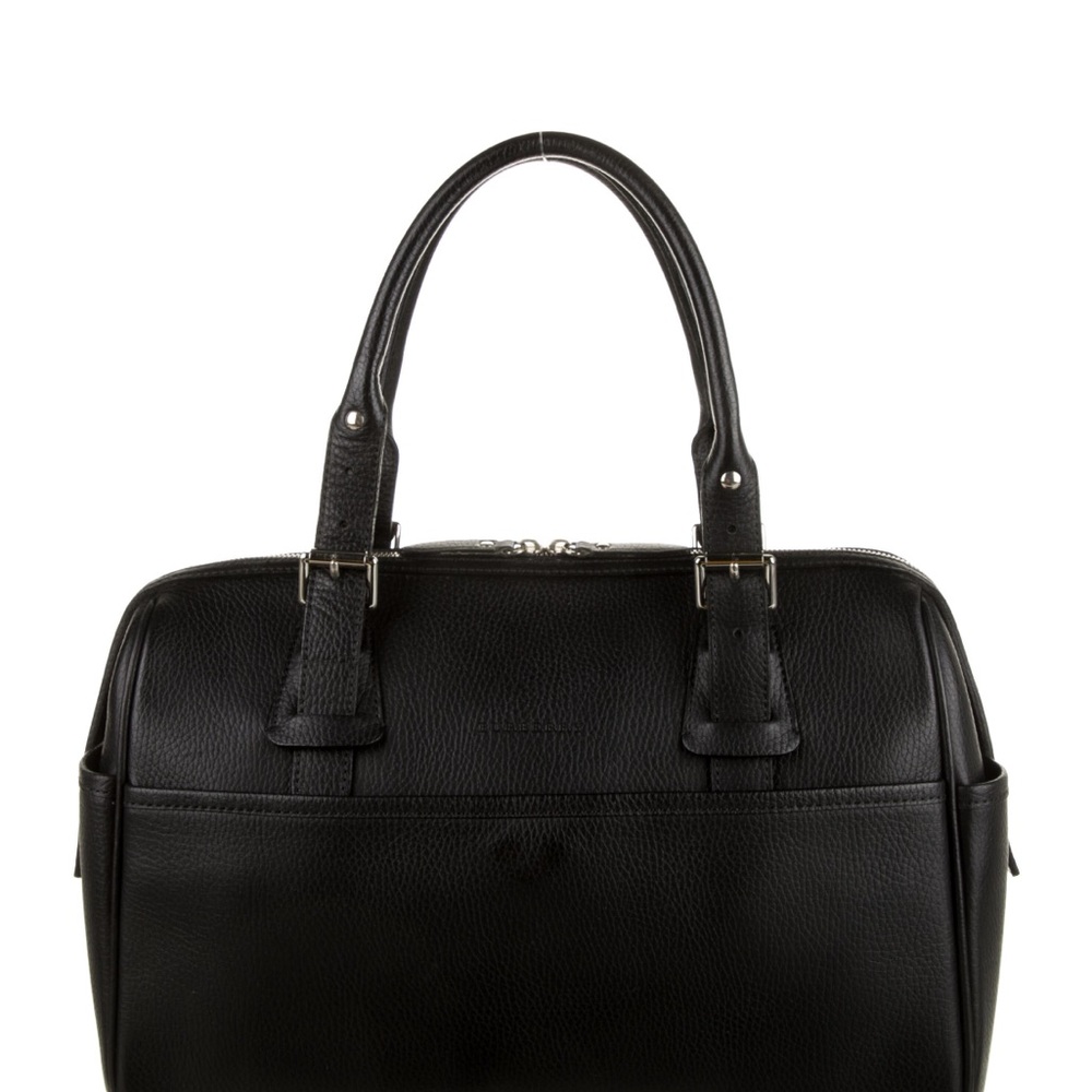 AUTHENTIC- Burberry Nova Check leather Boston BagBlack